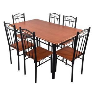 Comedor con 6 Sillas Tubular color Cherry