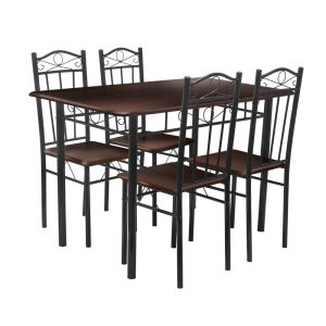 Comedor con 4 Sillas Tubular color Nuez