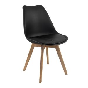 Silla Eames Negro Vinipiel con Patas de Madera