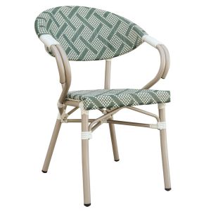 Silla Aluminio tipo Rattan Curva Verde