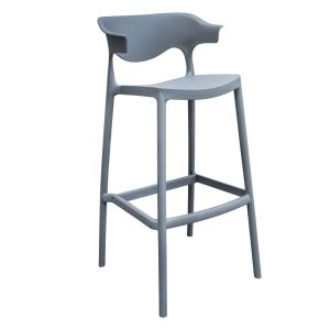 Banco Alto para Barra Gris Plastico Curvo