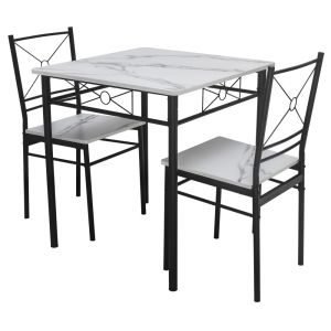 Comedor de 2 Sillas y Mesa Marmol Blanco